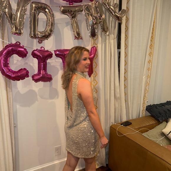 Silver Sequin Backless Dress - Picture 6 of 6